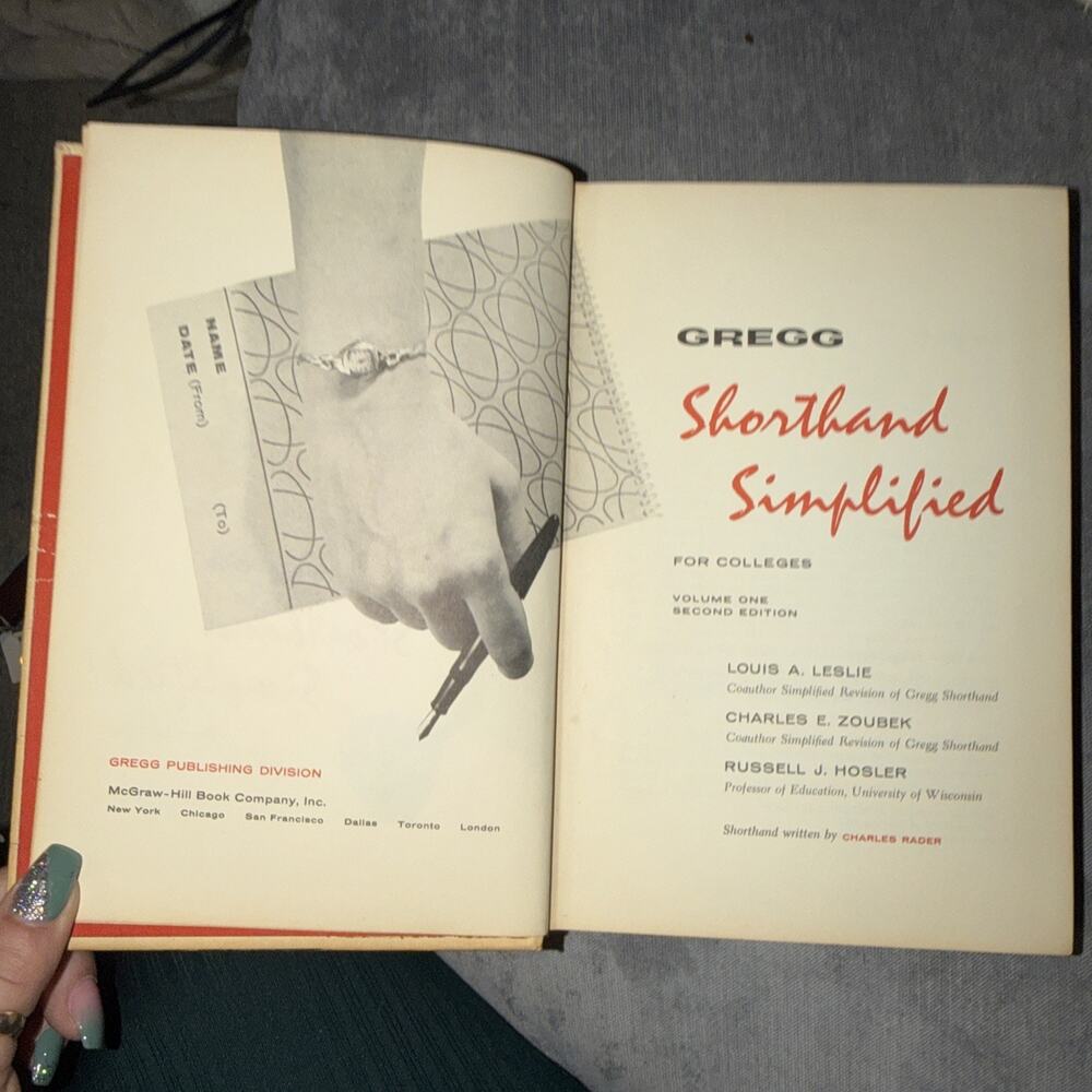 Gregg Shorthand Simplified for Colleges Vol 1 2nd Edition 1958 HC - Picture 5 of 9